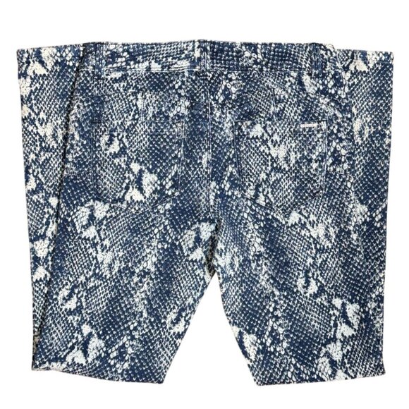 CACHE Womens Size 4 Blue & White  Denim Stretch Snake Print Skinny Jeans Comfort - Picture 4 of 13